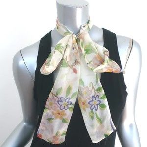 Christian Dior Skinny Scarf Cream Floral Print Ch… - image 1